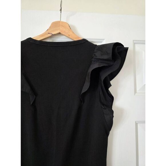 VERONICA BEARD Cathie Ruffled Top M Black $158 - Picture 5 of 9